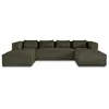 Image de Canape angle fixe LISA DESIGN 7 places en velours vert 176 x 327 x 67 cm
