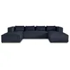 Image de Canape angle fixe LISA DESIGN 7 places en velours bleu 176 x 327 x 67 cm