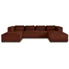 Image de Canape angle fixe LISA DESIGN 7 places en velours rouge 176 x 327 x 67 cm