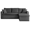 Image de Canape droit fixe BEST MOBILIER Cyrus 4 places en velours cotele gris avec coffre
