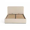 Image de Lit coffre best mobilier 155 x 200 x 100 cm en velours sommier a lattes pour 2 personnes de couleur beige