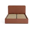 Image de Lit coffre best mobilier 155 x 200 x 100 cm en velours sommier a lattes pour 2 personnes de couleur rouge