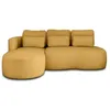 Image de Mahina - canapé d'angle gauche - 4 places - convertible avec coffre - en tissu bouclette - Jaune