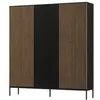 Image de Savanna - armoire - effet bois et noir - 185x200 cm - Noir / Bois