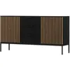 Image de Savanna - buffet bas - effet bois et noir - 3 tiroirs et 2 portes - 150 cm - Noir / Bois