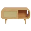 Image de Mathilde - table basse - effet bois et cannage - 1 niche - 100 cm - Bois