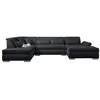 Image de Canape angle fixe LISA DESIGN 7 places en polyester noir 197 x 335 x 77 cm