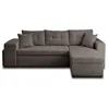 Image de California - canapé d'angle réversible 4 places - convertible avec coffre, étagère et poufs - en velours texturé - Gris