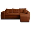 Image de California - canapé d'angle réversible 4 places - convertible avec coffre, étagère et poufs - en velours texturé - Terracotta