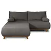Image de Cristal - canapé 3 places - convertible avec coffre et grand pouf - en velours texturé - Gris foncé