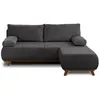 Image de Cristal - canapé 3 places - convertible avec coffre et pouf - en velours côtelé - Gris foncé