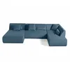 Image de Canape angle fixe LISA DESIGN 7 places en velours bleu 198 x 334 x 75 cm