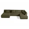 Image de Canape angle fixe LISA DESIGN 7 places en velours vert 198 x 334 x 75 cm