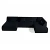 Image de Canape angle fixe LISA DESIGN 7 places en velours noir 198 x 334 x 75 cm