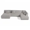 Image de Canape angle fixe LISA DESIGN 7 places en velours gris 198 x 334 x 75 cm