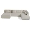 Image de Canape angle fixe LISA DESIGN 7 places en velours beige 198 x 334 x 75 cm