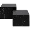 Image de Pueblo - lot de 2 tables basses - effet marbre noir - 58 et 50 cm - Noir