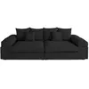 Image de Canape droit LISA DESIGN 3 places en velours noir 135 x 270 x 80 cm