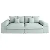 Image de Canape droit LISA DESIGN 3 places en velours bleu 135 x 270 x 80 cm
