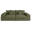 Image de Canape droit LISA DESIGN 3 places en velours vert 135 x 270 x 80 cm