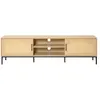 Image de Nagato - meuble tv - cannage et effet bois - 2 portes et 2 niches -180 cm - Bois / Noir
