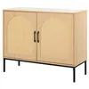 Image de Nagato - buffet bas - cannage et effet bois - 2 portes - 100 cm - Bois / Noir