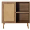 Image de Goto - buffet haut - effet bois et cannage - 2 niches et 1 porte - 80 cm - Bois