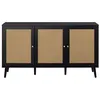 Image de Goto - buffet bas - noir et cannage - 3 portes - 140 cm - Noir
