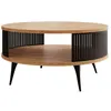 Image de Forini - table basse ronde - aspect chêne naturel et noir - 1 niche - 75 cm - Noir / Bois