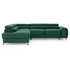 Image de Talisay - canapé d'angle gauche - 5 places - convertible avec coffre - en velours - Vert