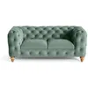 Image de Walter - canapé 2 places chesterfield en velours - pieds bois - Bleu