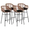 Image de Rosano - lot de 4 tabourets - effet rotin - couleur bois et noir - Noir / Bois