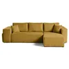 Image de Topaze - canapé d'angle réversible 4 places - convertible avec coffre, tablette et poufs - en velours côtelé - Jaune