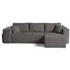 Image de Topaze - canapé d'angle réversible 4 places - convertible avec coffre, tablette et poufs - en velours côtelé - Gris
