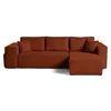 Image de Topaze - canapé d'angle réversible 4 places - convertible avec coffre, tablette et poufs - en velours côtelé - Terracotta