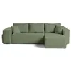 Image de Topaze - canapé d'angle réversible 4 places - convertible avec coffre, tablette et poufs - en velours côtelé - Vert sauge