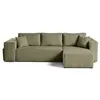 Image de Topaze - canapé d'angle réversible 4 places - convertible avec coffre, tablette et poufs - en velours côtelé - Vert Kaki