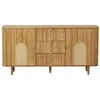 Image de Milazzo - buffet bas - bois plaqué chêne et cannage - 3 tiroirs et 2 portes - 160 cm - Bois