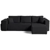 Image de Topaze - canapé d'angle réversible 4 places - convertible avec coffre, tablette et poufs - en velours côtelé - Noir