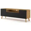 Image de Velato - meuble tv - effet bois et noir - 3 portes et 1 niche - 160 cm - Bois / Noir