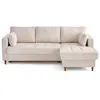 Image de Anna - canapé d'angle droit 4 places convertible avec coffre en velours texturé - Beige