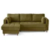Image de Anna - canapé d'angle gauche 4 places convertible avec coffre en velours texturé - Vert Olive