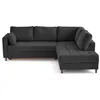 Image de Anna - canapé d'angle droit 5 places convertible en velours texturé - Gris Anthracite
