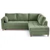 Image de Anna - canapé d'angle droit 5 places convertible en velours texturé - Vert sauge