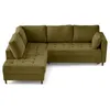 Image de Anna - canapé d'angle gauche 5 places convertible en velours texturé - Vert Olive