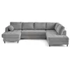 Image de Canape angle fixe LISA DESIGN 7 places en velours gris 297 x 297 x 85 cm