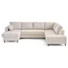 Image de Canape angle fixe LISA DESIGN 7 places en velours beige 297 x 297 x 85 cm
