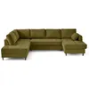 Image de Anna - canapé panoramique d'angle gauche 7 places convertible avec coffre en velours texturé - Vert Olive