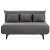 Image de Lumi - Banquette convertible clic-clac 2 places en velours côtelé - Gris