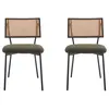 Image de Luciano - lot de 2 chaises cannage - en tissu bouclette - Vert Kaki